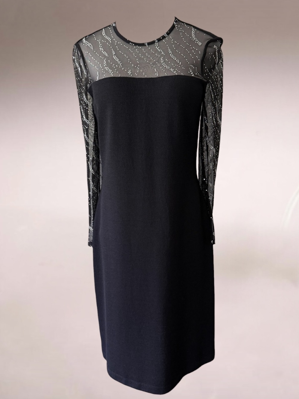 ST. JOHN EVENING Embellished Black Cocktail Dress Size 8